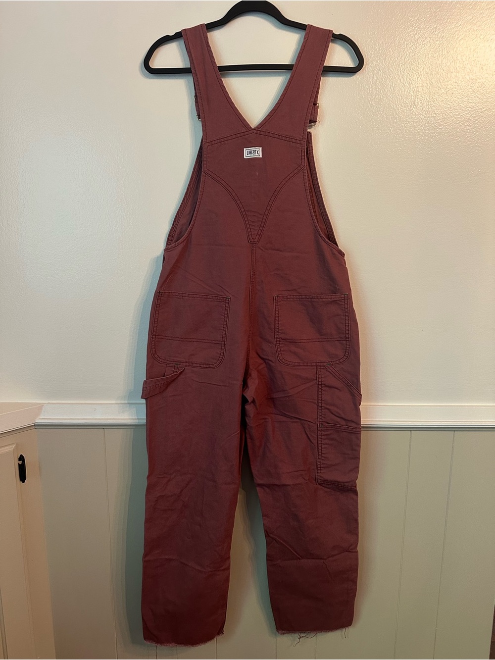 Liberty Rose-Pink Overalls with green accents Size S - Picture 7 of 15